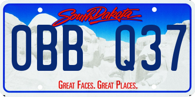 SD license plate 0BBQ37