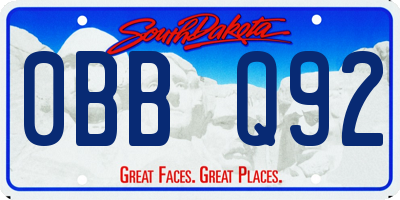 SD license plate 0BBQ92
