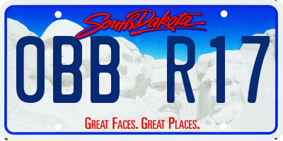 SD license plate 0BBR17