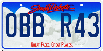 SD license plate 0BBR43