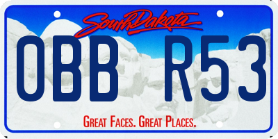 SD license plate 0BBR53