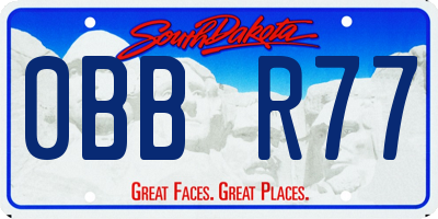 SD license plate 0BBR77