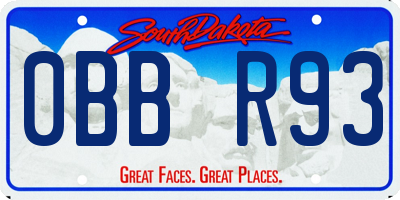 SD license plate 0BBR93