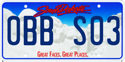 SD license plate 0BBS03
