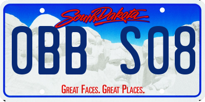 SD license plate 0BBS08