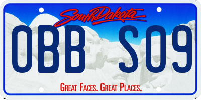 SD license plate 0BBS09