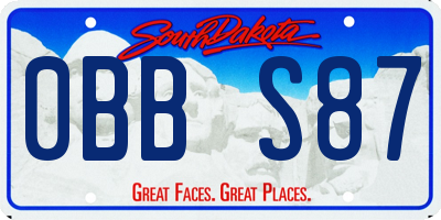 SD license plate 0BBS87