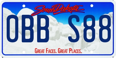 SD license plate 0BBS88