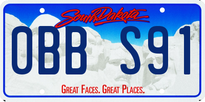 SD license plate 0BBS91