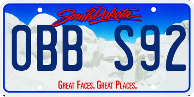 SD license plate 0BBS92