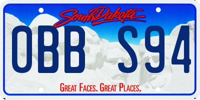 SD license plate 0BBS94
