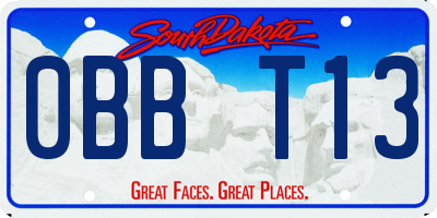 SD license plate 0BBT13