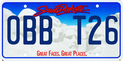 SD license plate 0BBT26