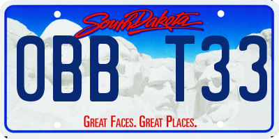 SD license plate 0BBT33