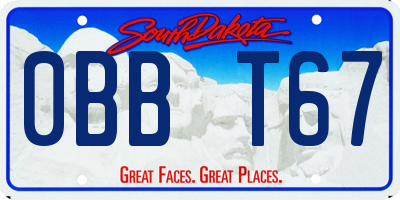 SD license plate 0BBT67