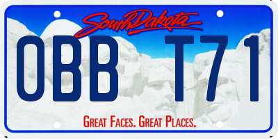 SD license plate 0BBT71
