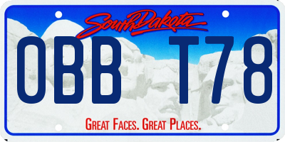 SD license plate 0BBT78