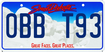 SD license plate 0BBT93