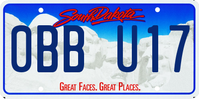 SD license plate 0BBU17