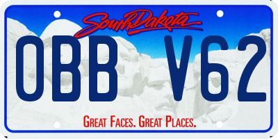 SD license plate 0BBV62