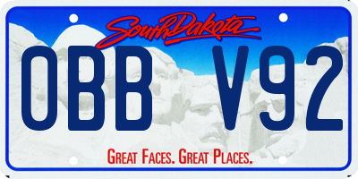 SD license plate 0BBV92