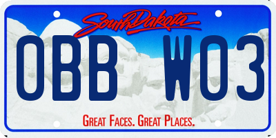 SD license plate 0BBW03