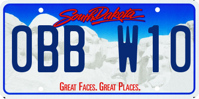SD license plate 0BBW10
