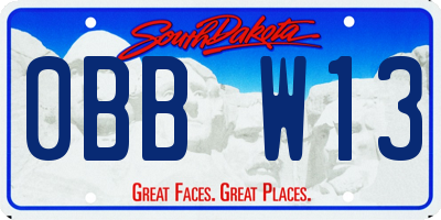 SD license plate 0BBW13