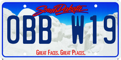 SD license plate 0BBW19
