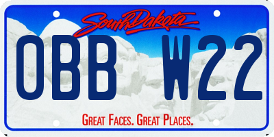 SD license plate 0BBW22