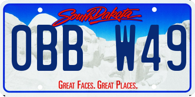SD license plate 0BBW49