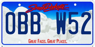 SD license plate 0BBW52