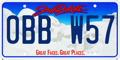 SD license plate 0BBW57