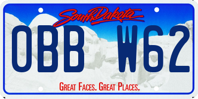 SD license plate 0BBW62