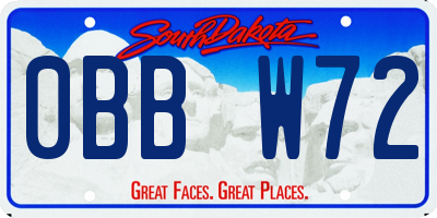 SD license plate 0BBW72