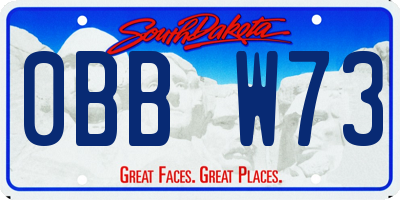 SD license plate 0BBW73