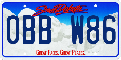 SD license plate 0BBW86