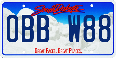 SD license plate 0BBW88