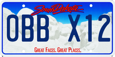 SD license plate 0BBX12