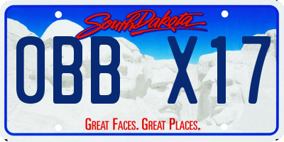 SD license plate 0BBX17