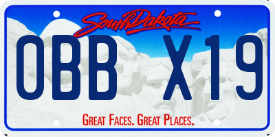 SD license plate 0BBX19