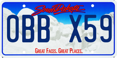 SD license plate 0BBX59