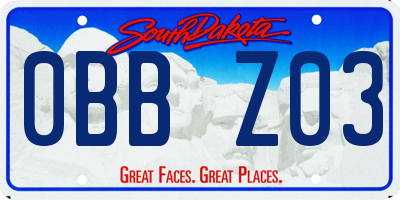 SD license plate 0BBZ03