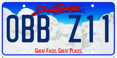SD license plate 0BBZ11