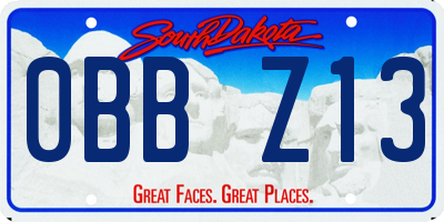 SD license plate 0BBZ13