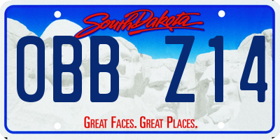 SD license plate 0BBZ14