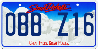 SD license plate 0BBZ16