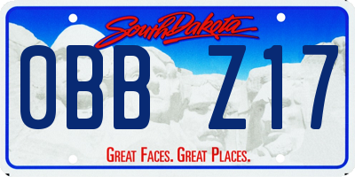 SD license plate 0BBZ17