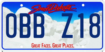 SD license plate 0BBZ18