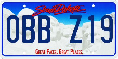 SD license plate 0BBZ19